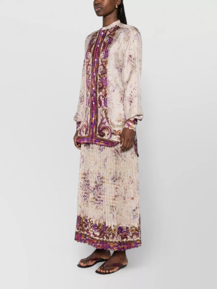 Pierre Louise Mascia Silk Shirt Natural Floral Print