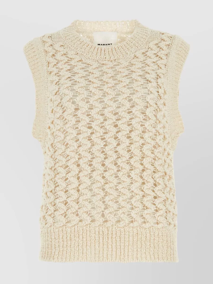 Shop Isabel Marant Fynn Sleeveless Knit Vest In Beige