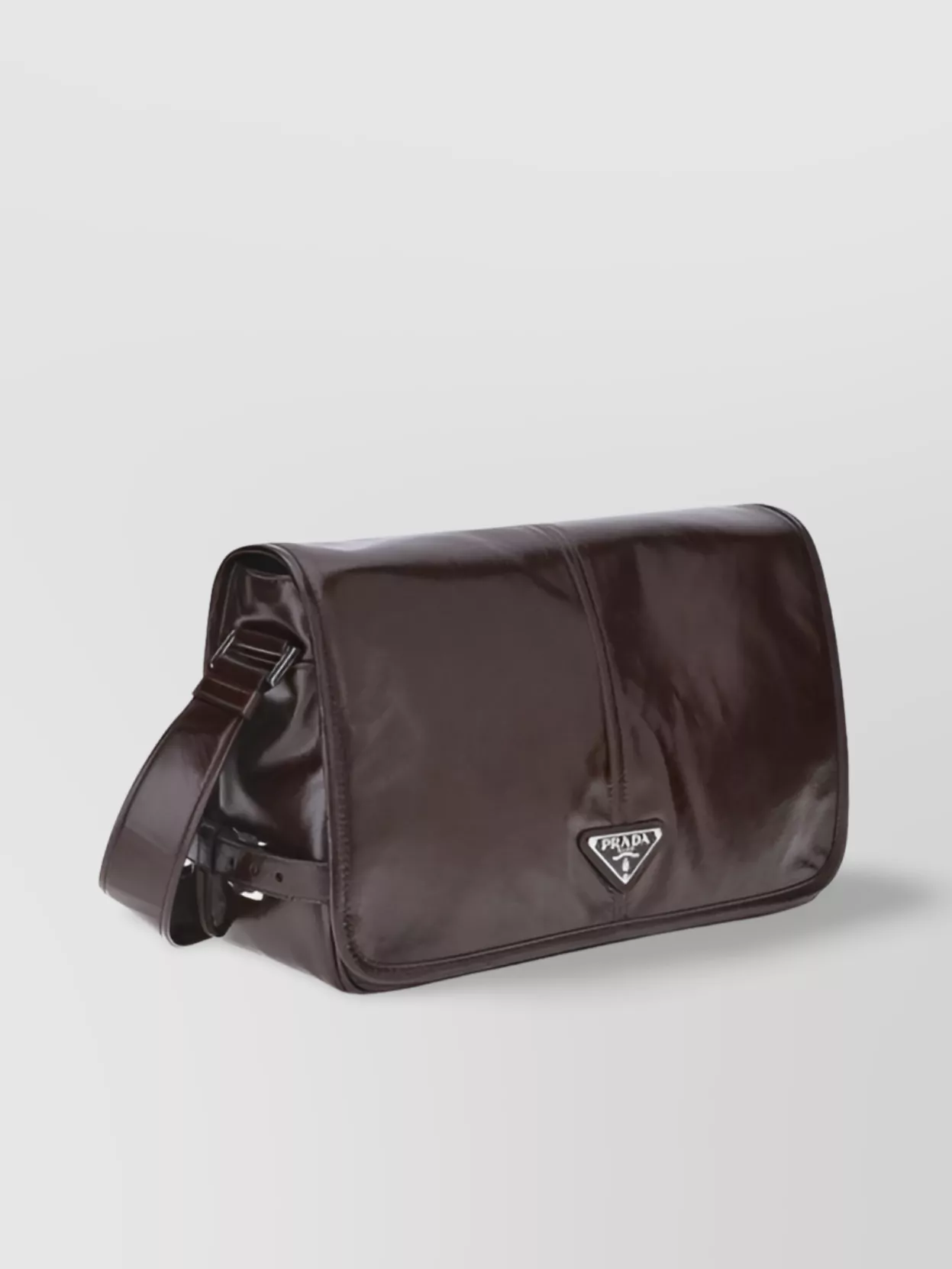 Prada Adjustable Leather Shoulder Bag With Zippered Welt Pocket