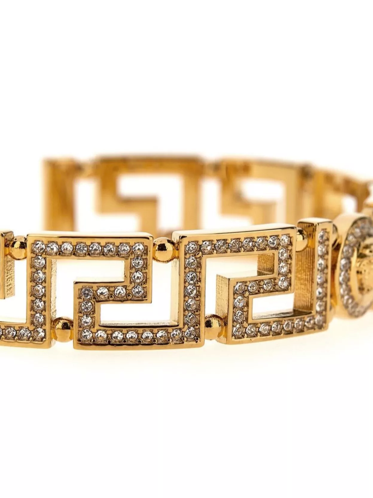 Versace 'Geometric Crystal Embellished Gold-Tone Bracelet'