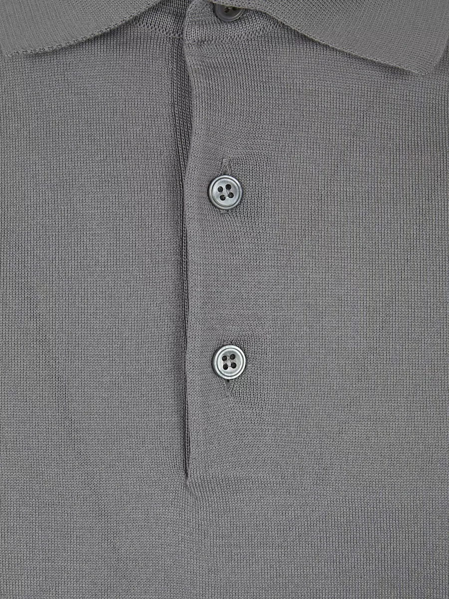 Lardini Mens Shirt Polo Collar Ribbed Cuffs