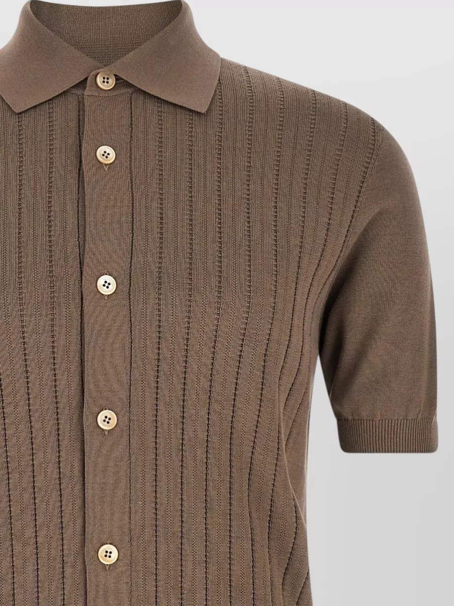 Brunello Cucinelli Cotton Ribbed Short-Sleeve Polo Shirt