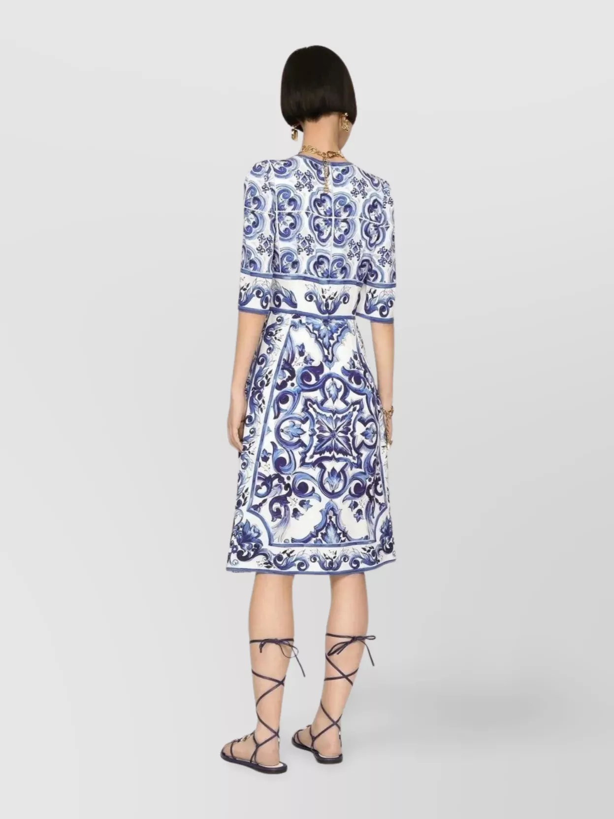 Dolce&Gabbana Printed Midi Dress Majolica Design