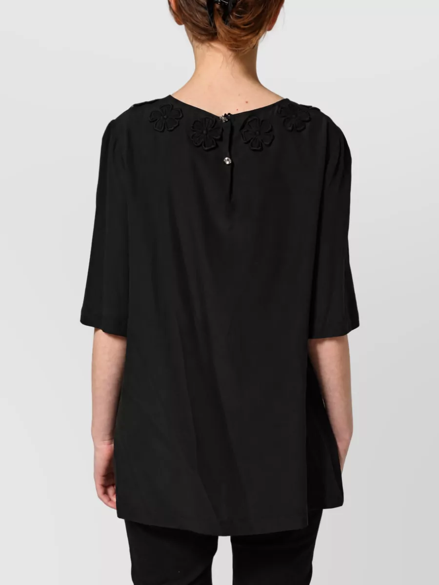 Dolce&Gabbana Silk Floral Appliqué Blouse