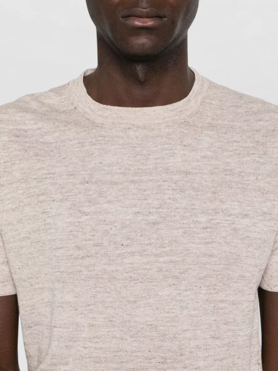 Brunello Cucinelli Linen Blend Knit Round Neck Sweater