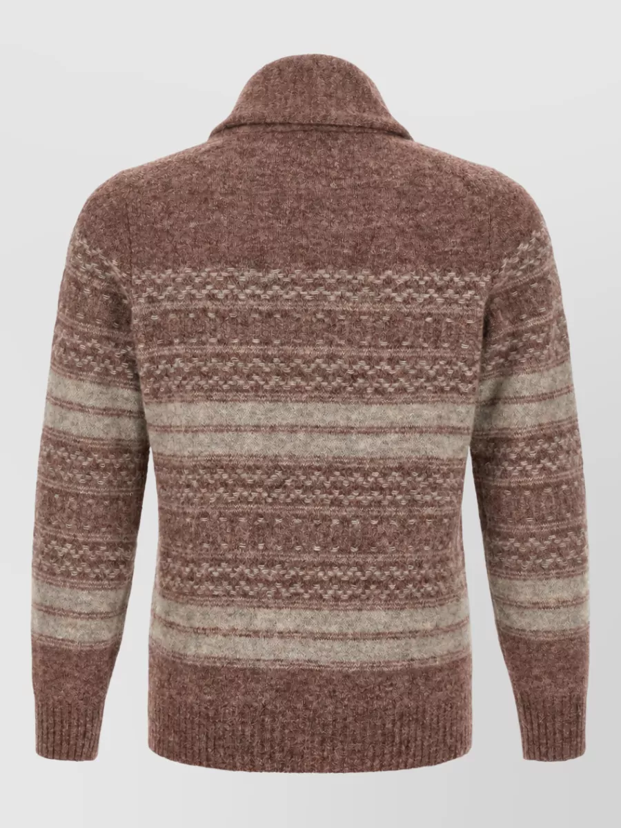 Brunello Cucinelli Cashmere blend nordic jacquard shawl collar cardigan