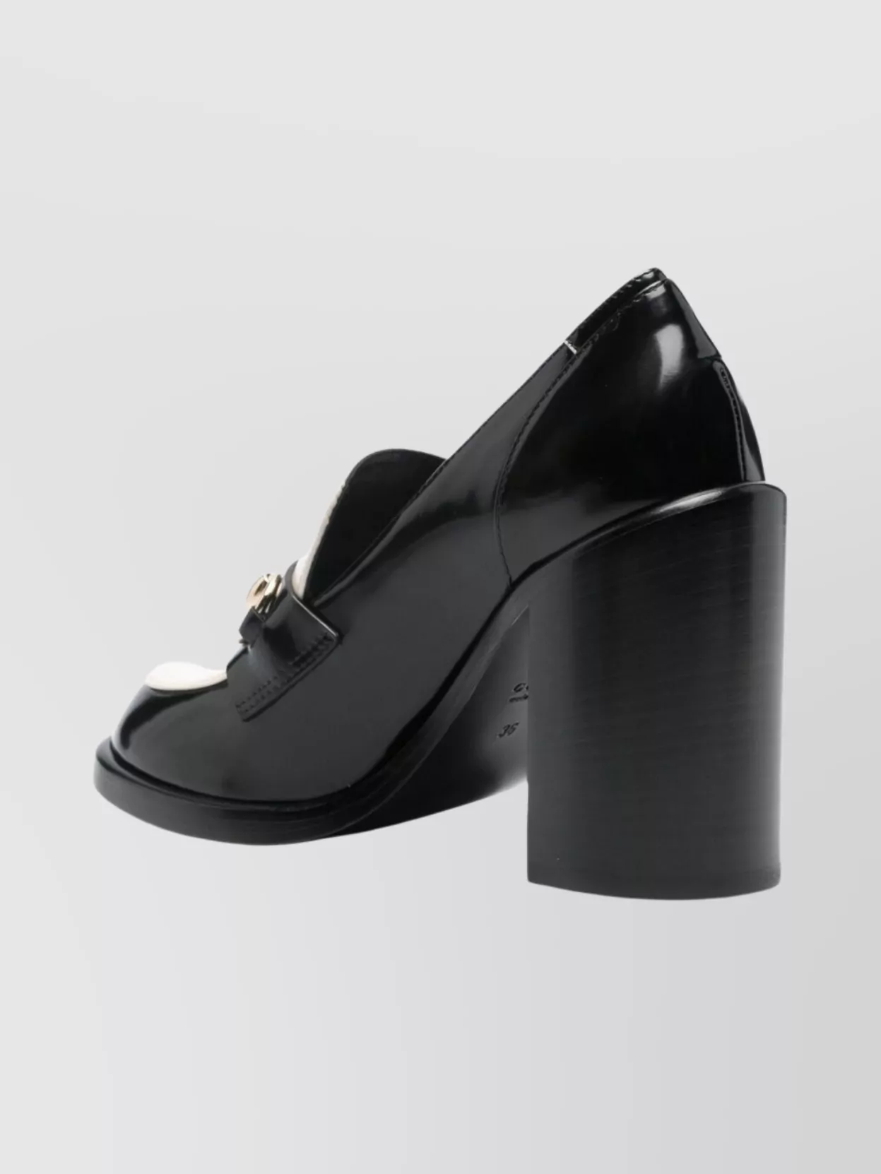 Gucci Stylish Two-tone Loafers Block Heel In Black