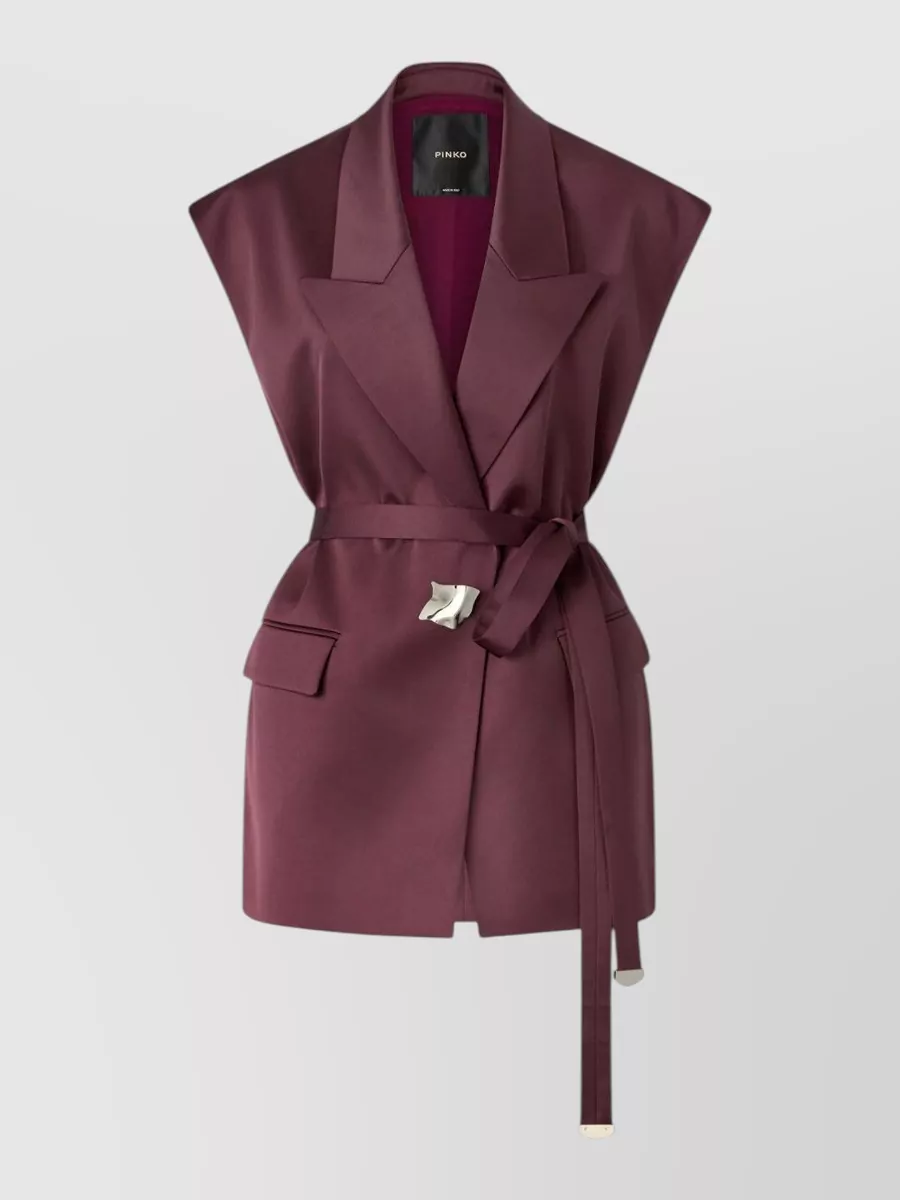 Pinko Satin Sleeveless Single-Breasted Blazer