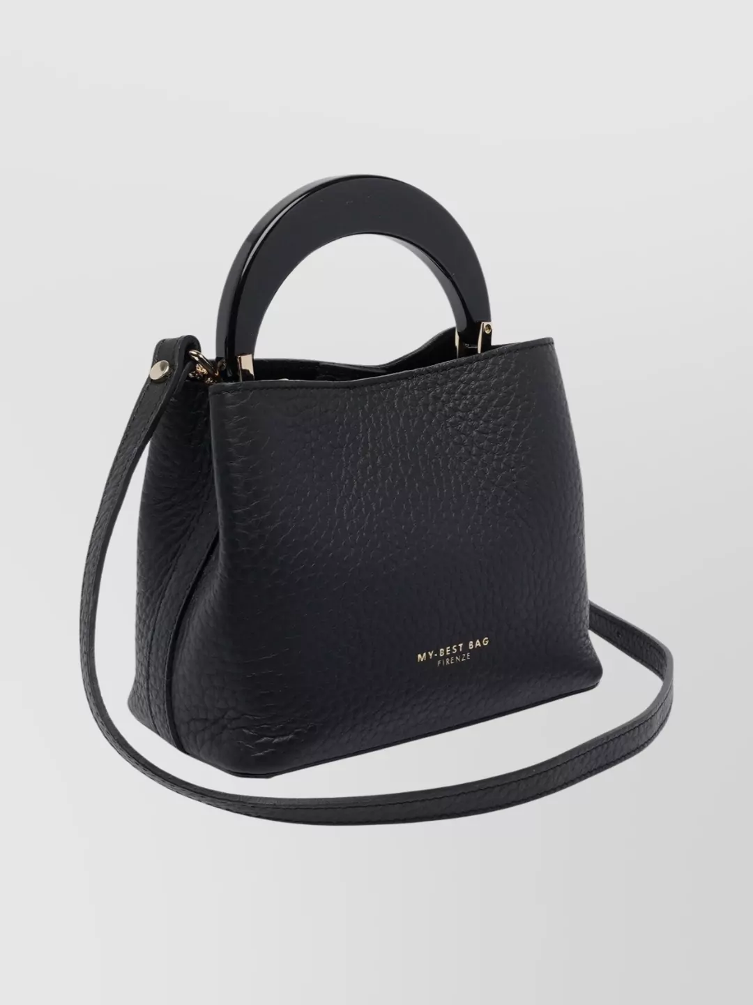 My Best Bag Firenze Textured Leather Shoulder Bag With Gold Hardware