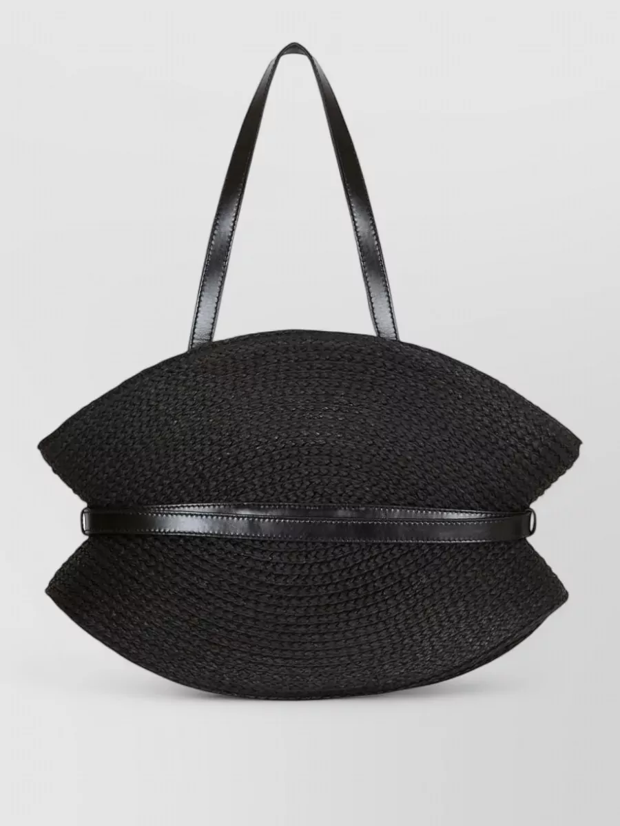 Balmain Shoulder Bag Top Handle Woven Leather