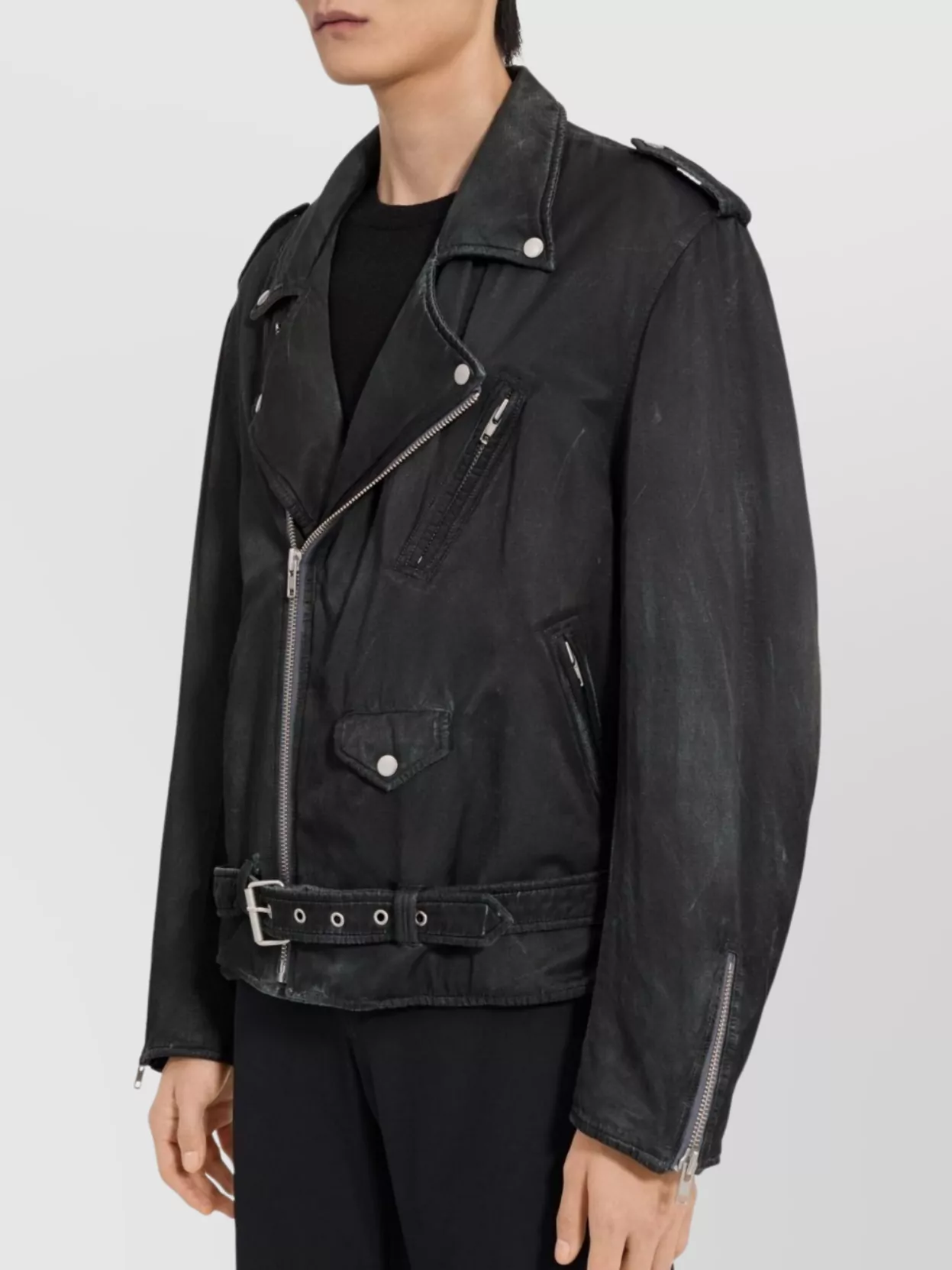 Mm6 Maison Margiela Waist Belted Lapel Collar Zip Jacket