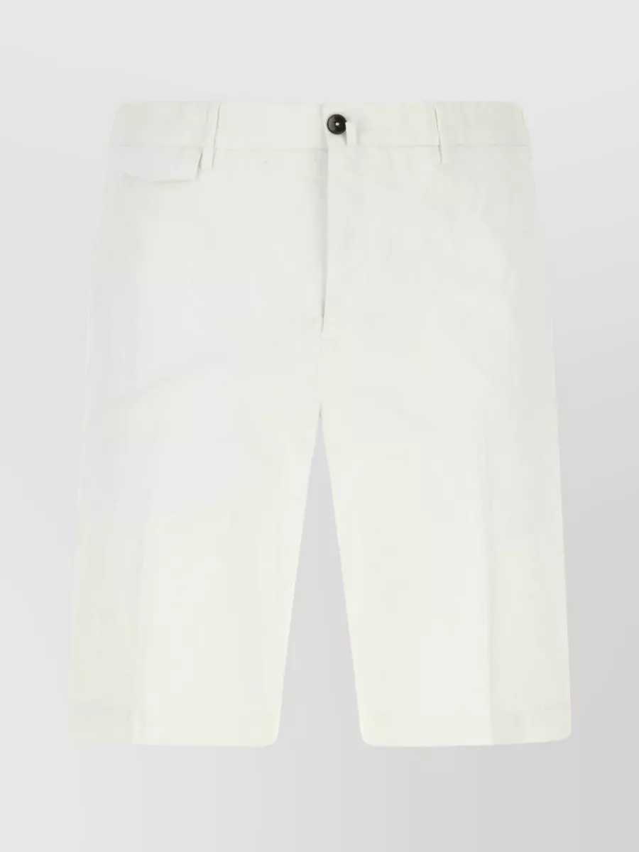 Shop Pt Torino Cotton Bermuda Shorts With Stretch And Pleat In White