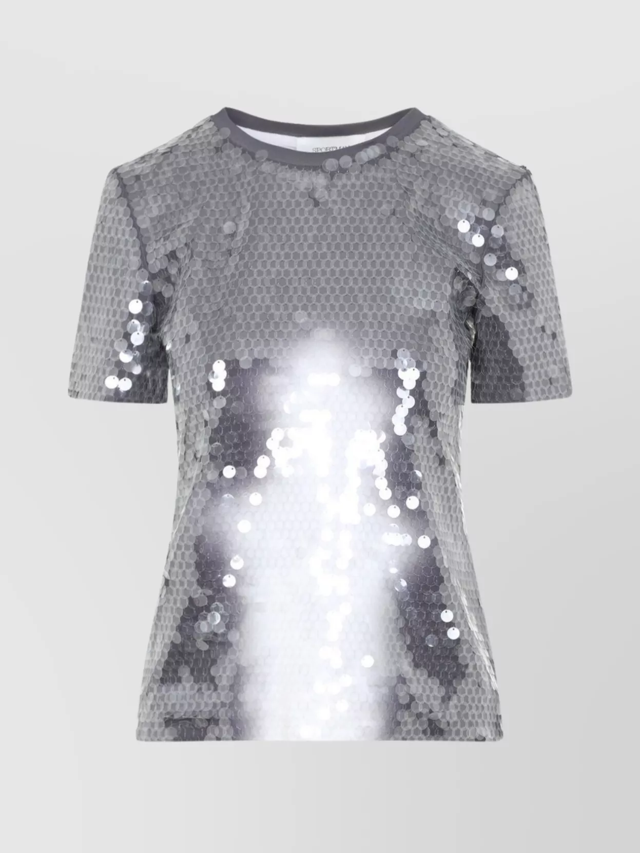 Sportmax Fitted Grey T-shirt With Hexagonal Sequin Detailing