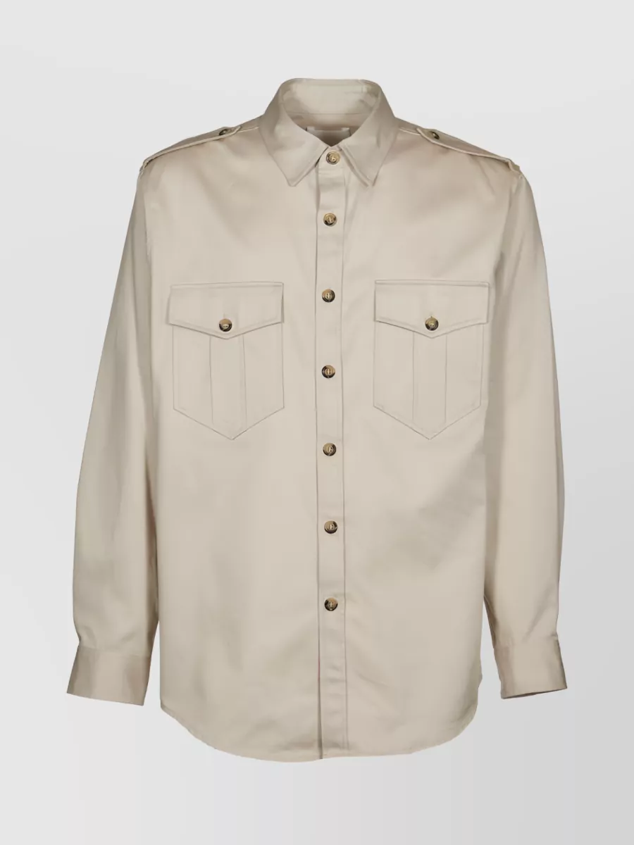 Shop Isabel Marant Button-front Epaulettes Shirt In Cream