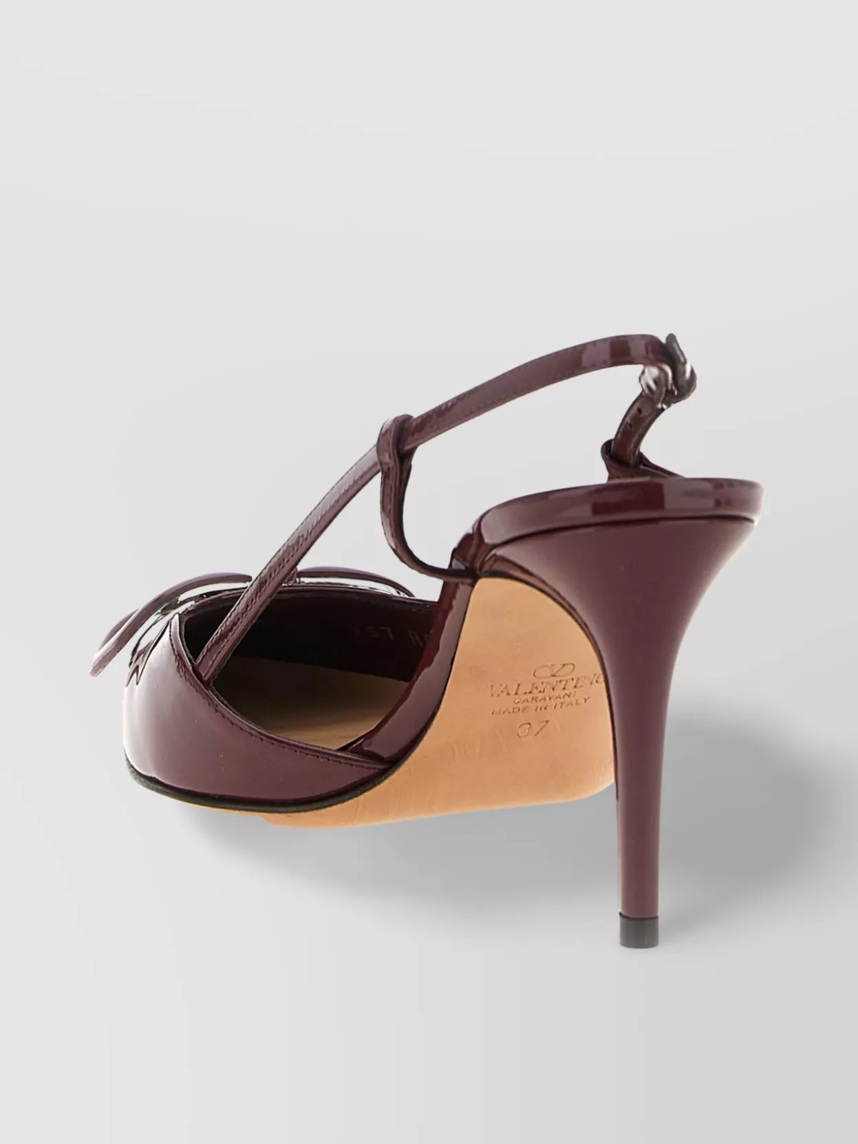 Valentino Garavani Vlogo Signature Patent Leather Slingback Pump 80mm Woman Brown 40.5 In Brown