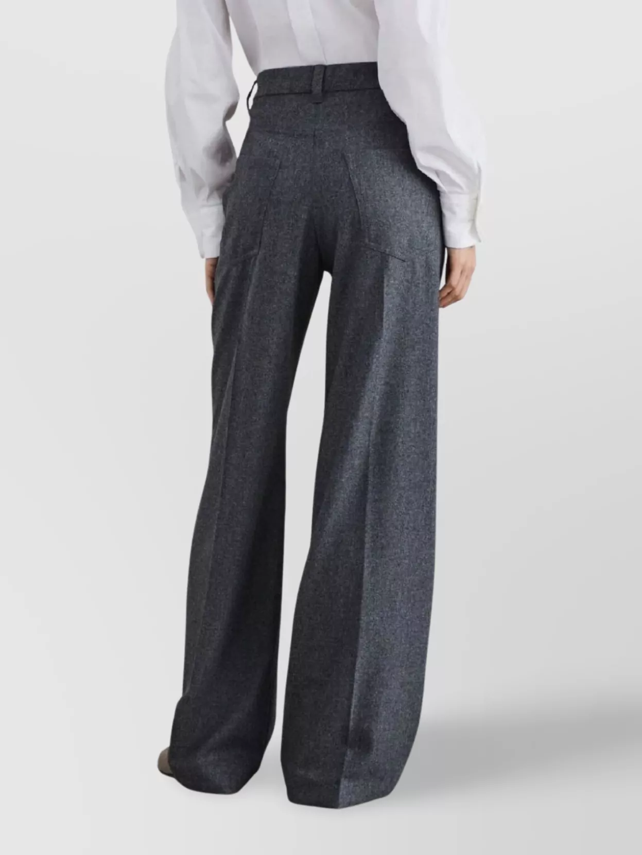 Brunello Cucinelli Wide-leg Trousers With Front Pleats And Pockets In Gray