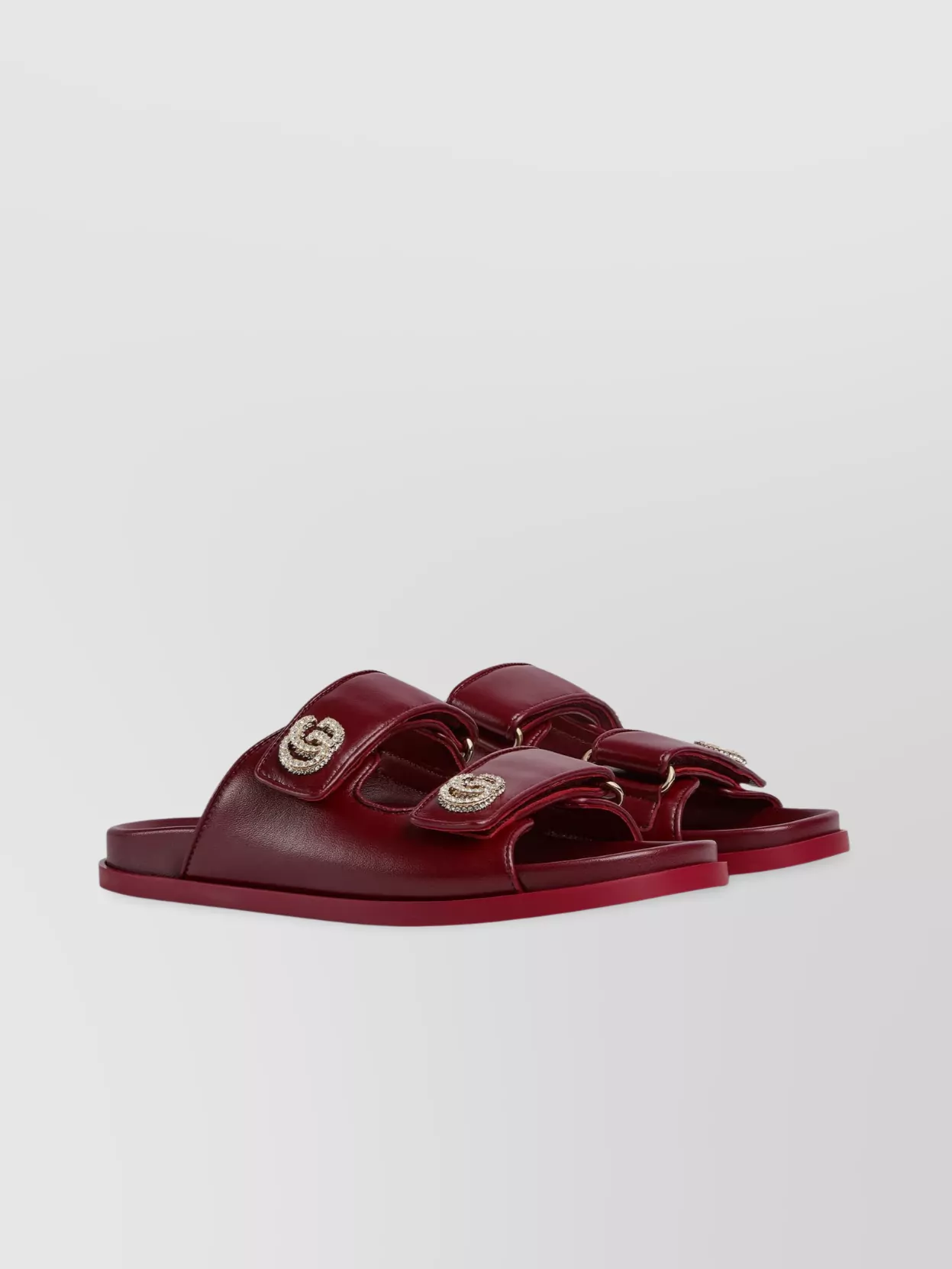 Gucci Crystal Double Strap Flat Sandals