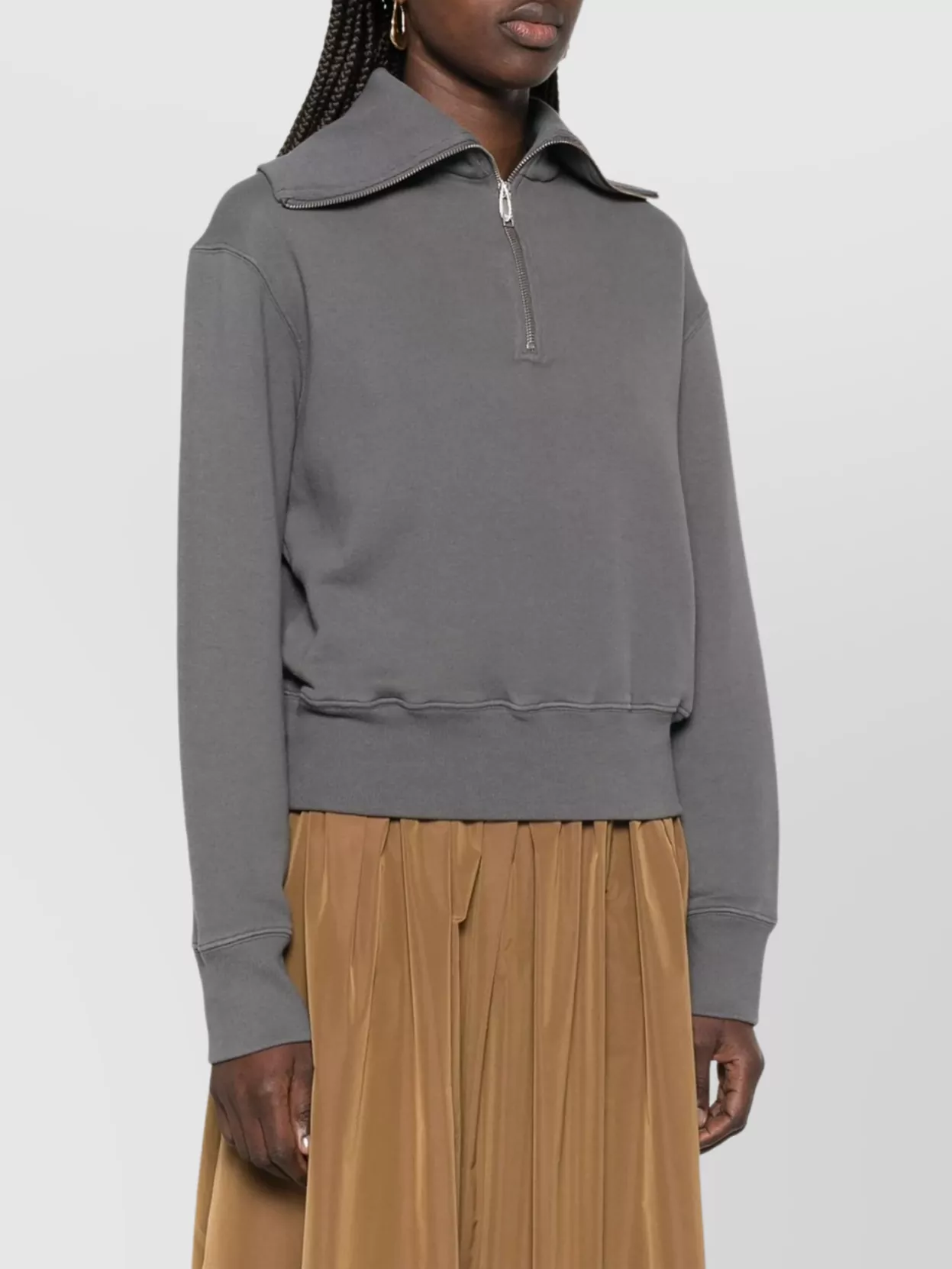 Autry Gray Cotton Sweatshirt With Zip