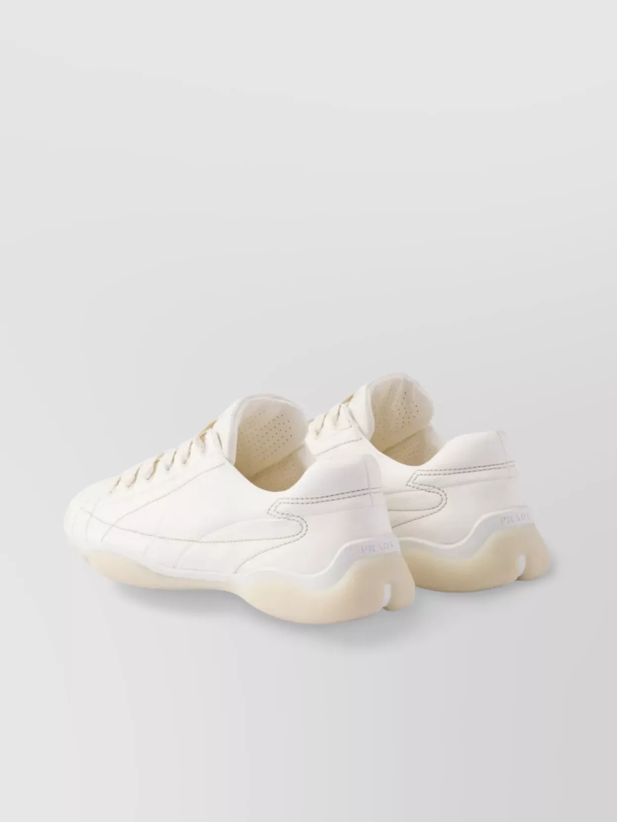Prada Leather Sneakers Crafted Geometric Stitching