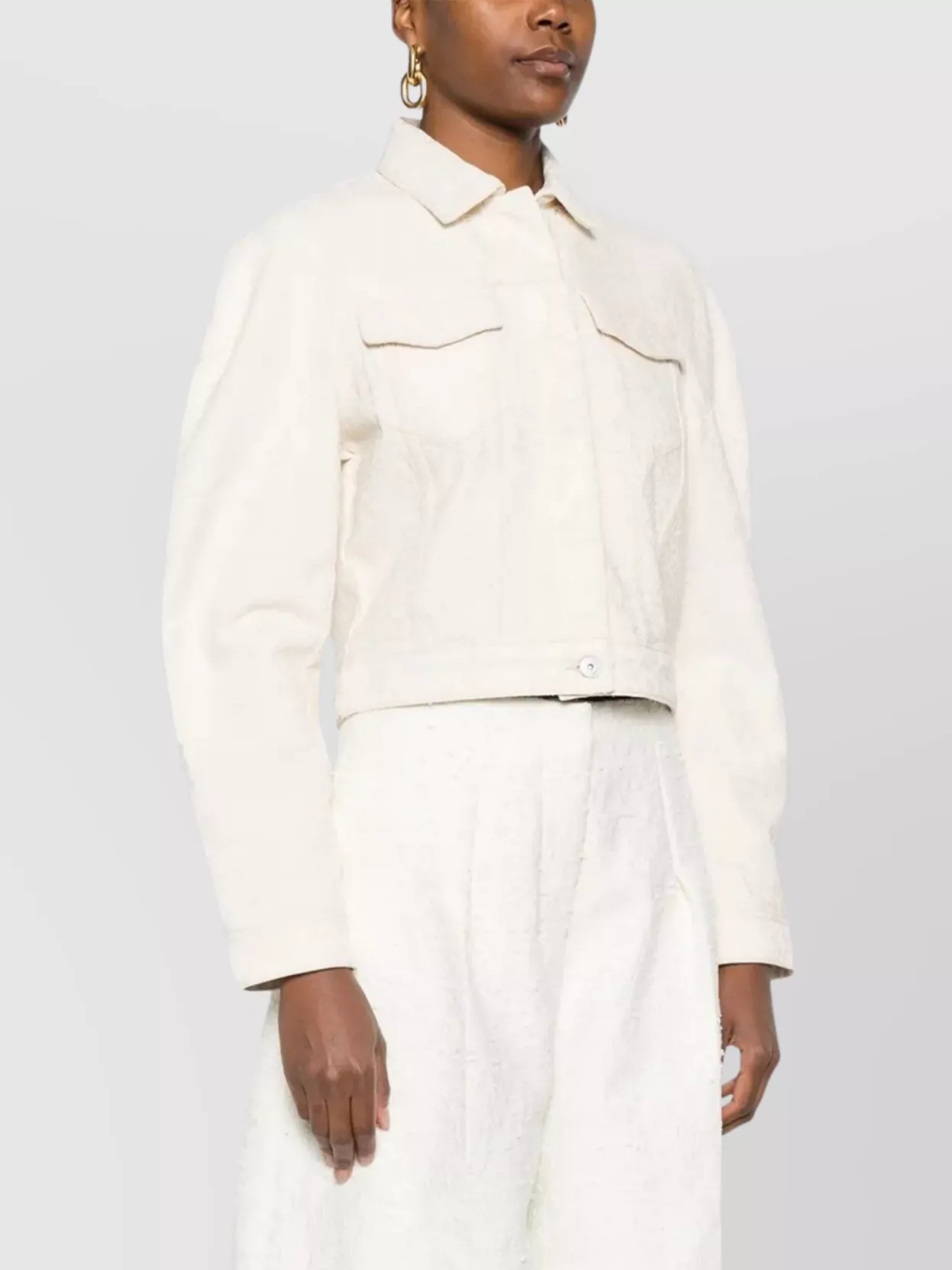 Jacquemus Cropped Denim Jacket Flap Pockets