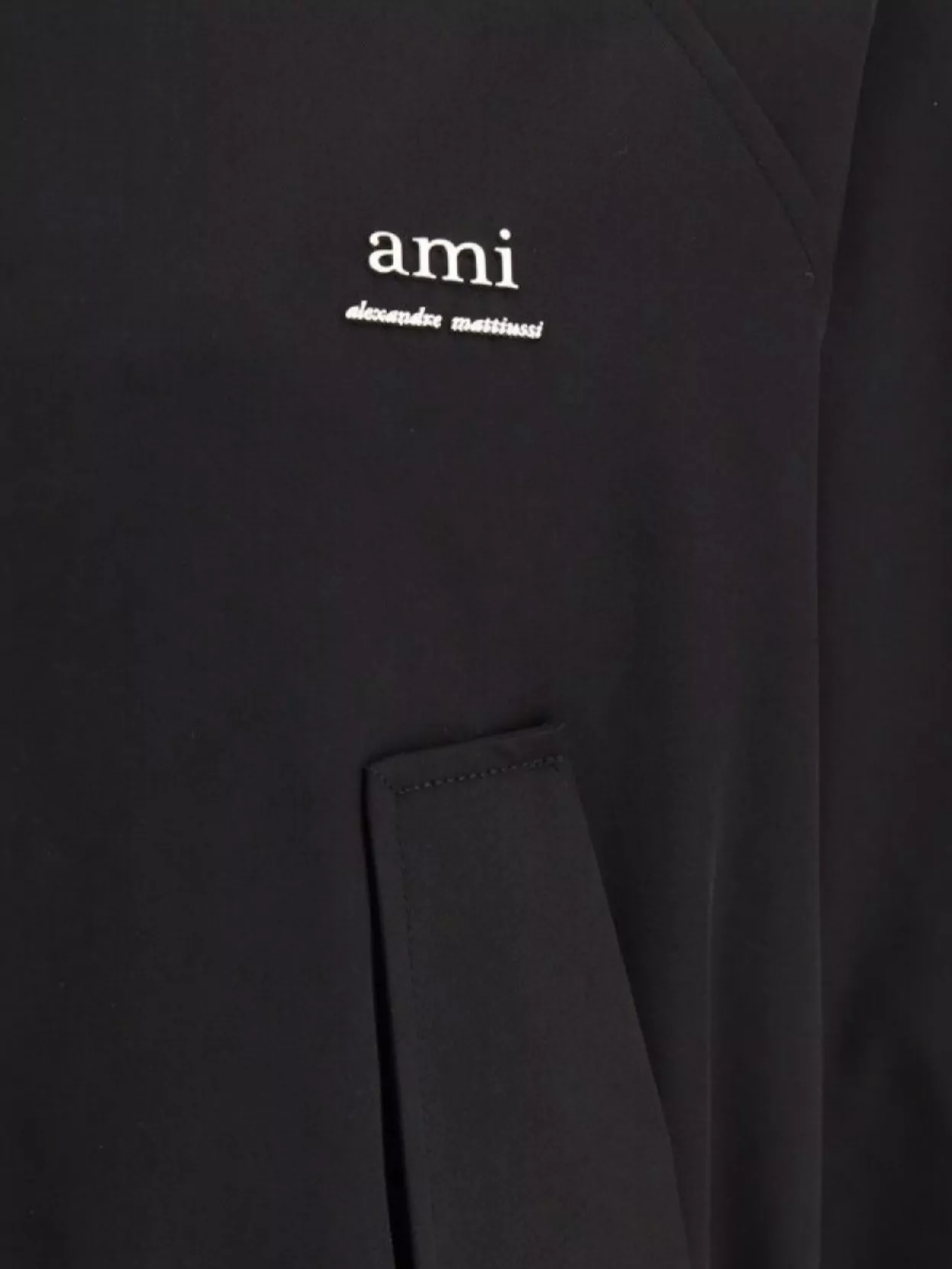 Ami Paris Ribbed Collar Bomber Jacket With Flap Pockets