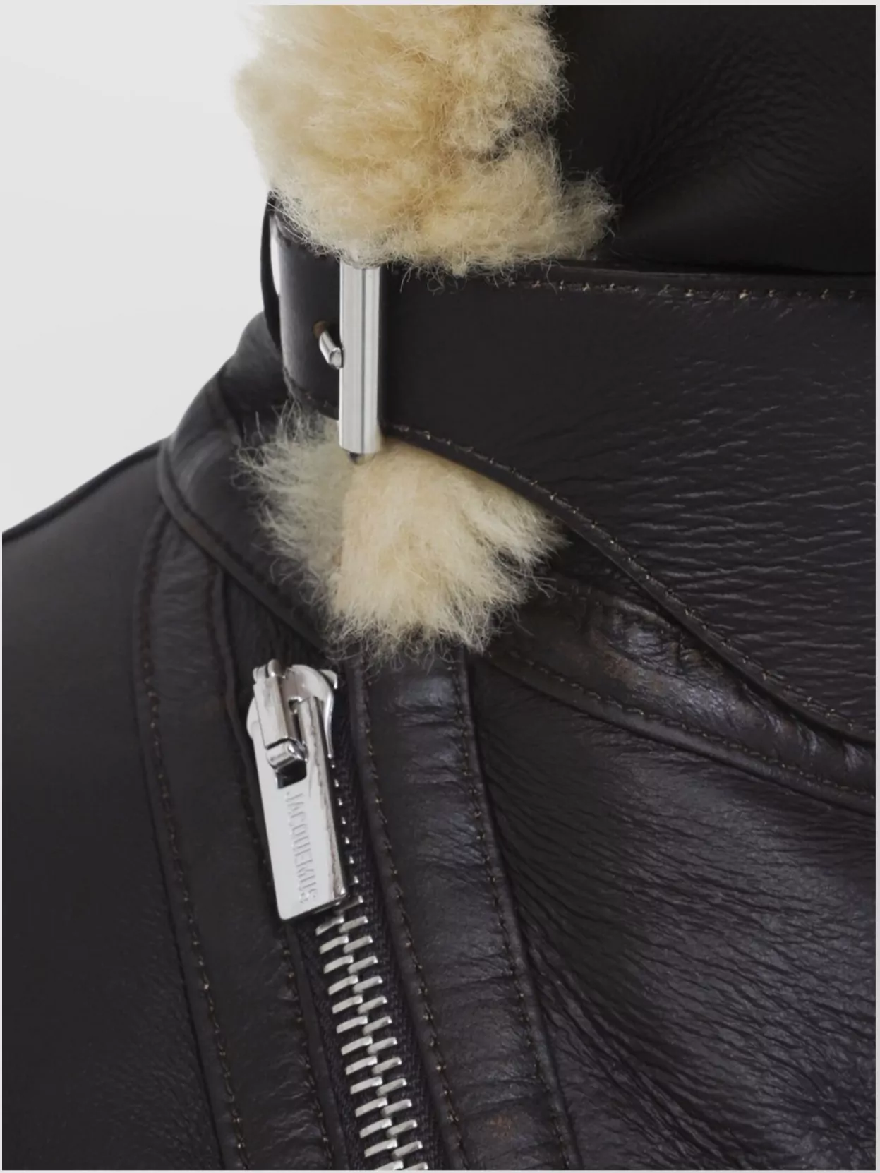 Jacquemus Aviator Style Cropped Leather Jacket