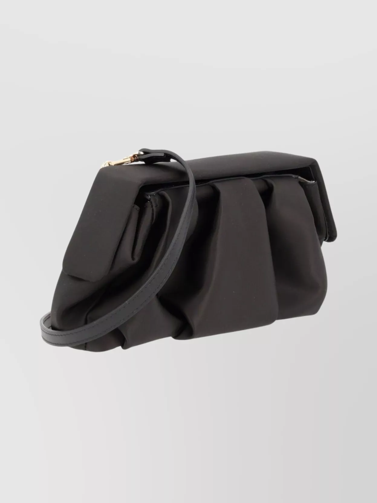 Themoirè Pleated Top Handle Structured Clutch Bag In Black