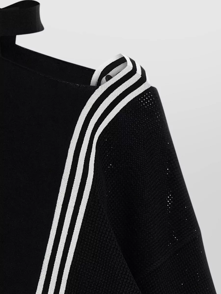 Y-3 Knit Top Asymmetric Design Contrast Stripes Fringe