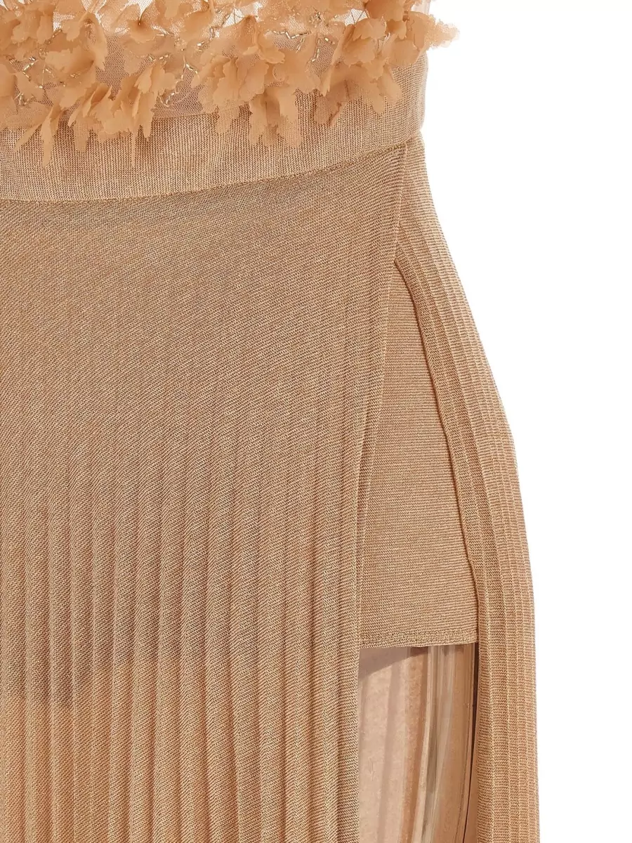 Elisabetta Franchi Pleated Embellished Maxi Dress