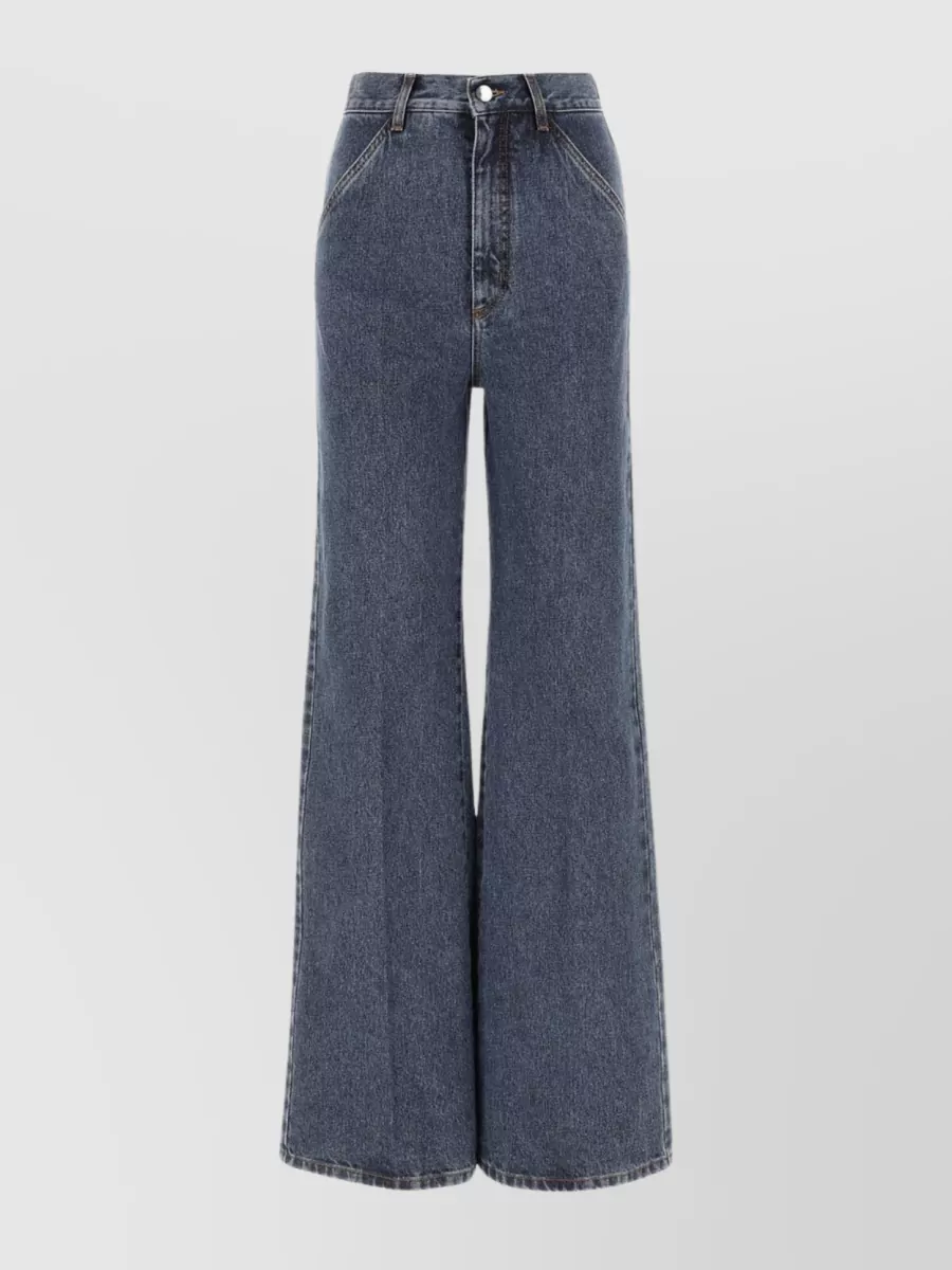Shop Chloé Hemline Flare Wide-leg Trousers In Purple