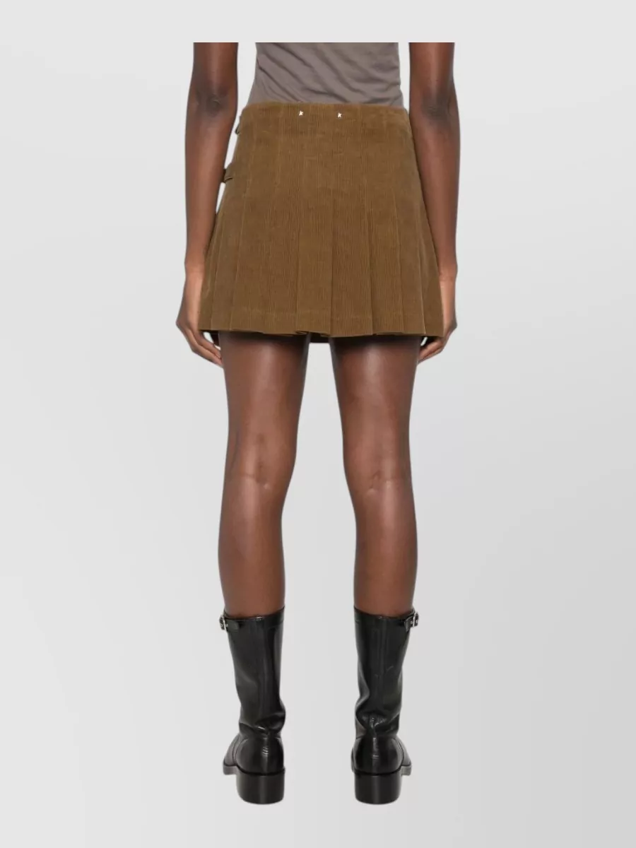 Golden Goose Cotton Corduroy Pleated Mini Skirt