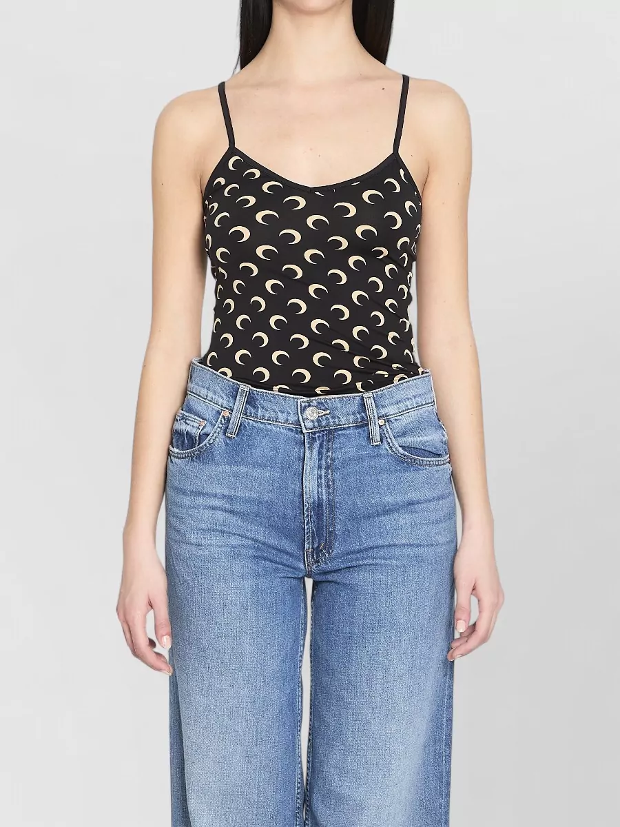 Marine Serre Printed Cropped V-Neck Slim-Fit Tank Top