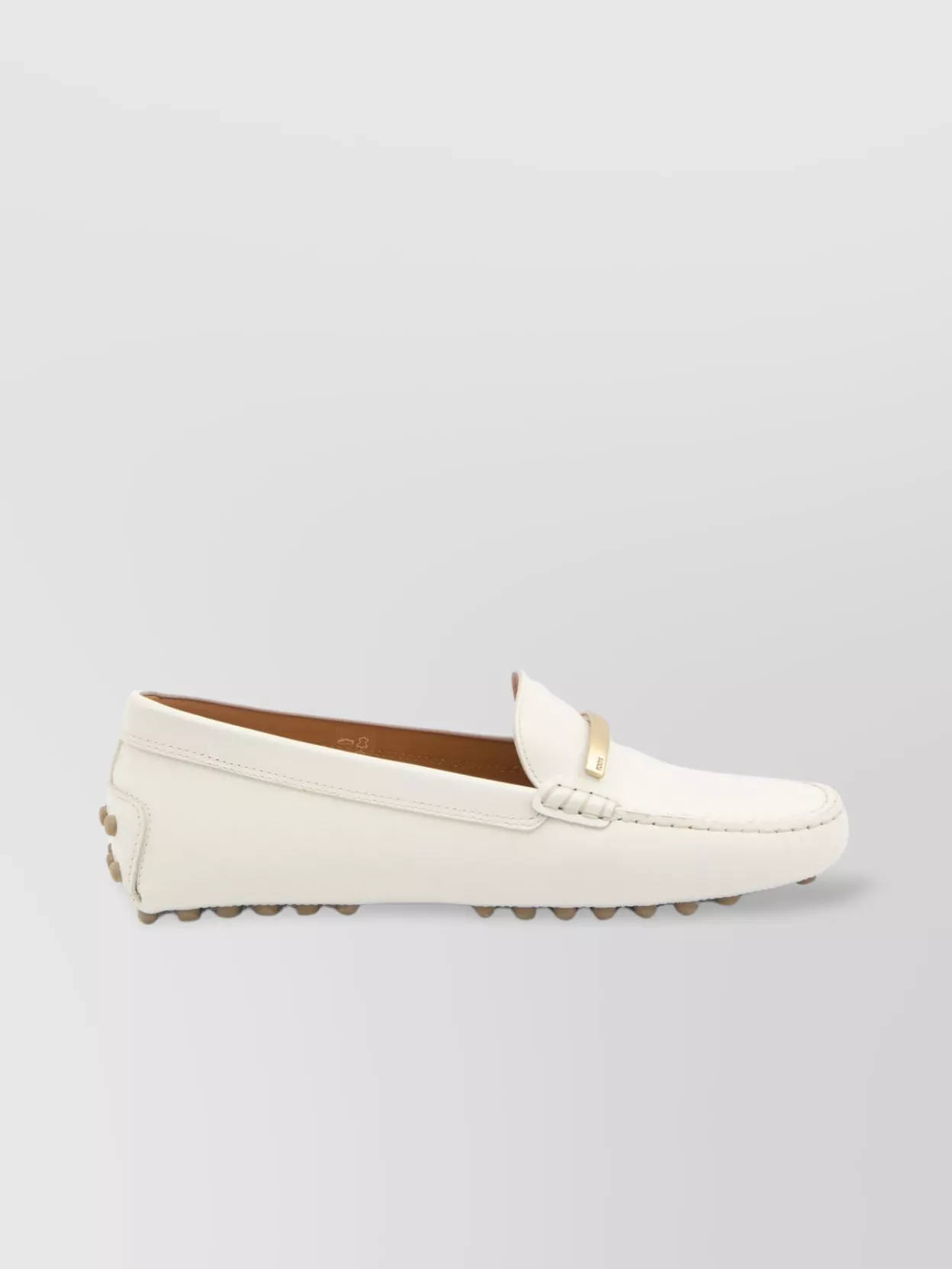 Tod's Metal Bar Detail Leather Loafers In Neutral