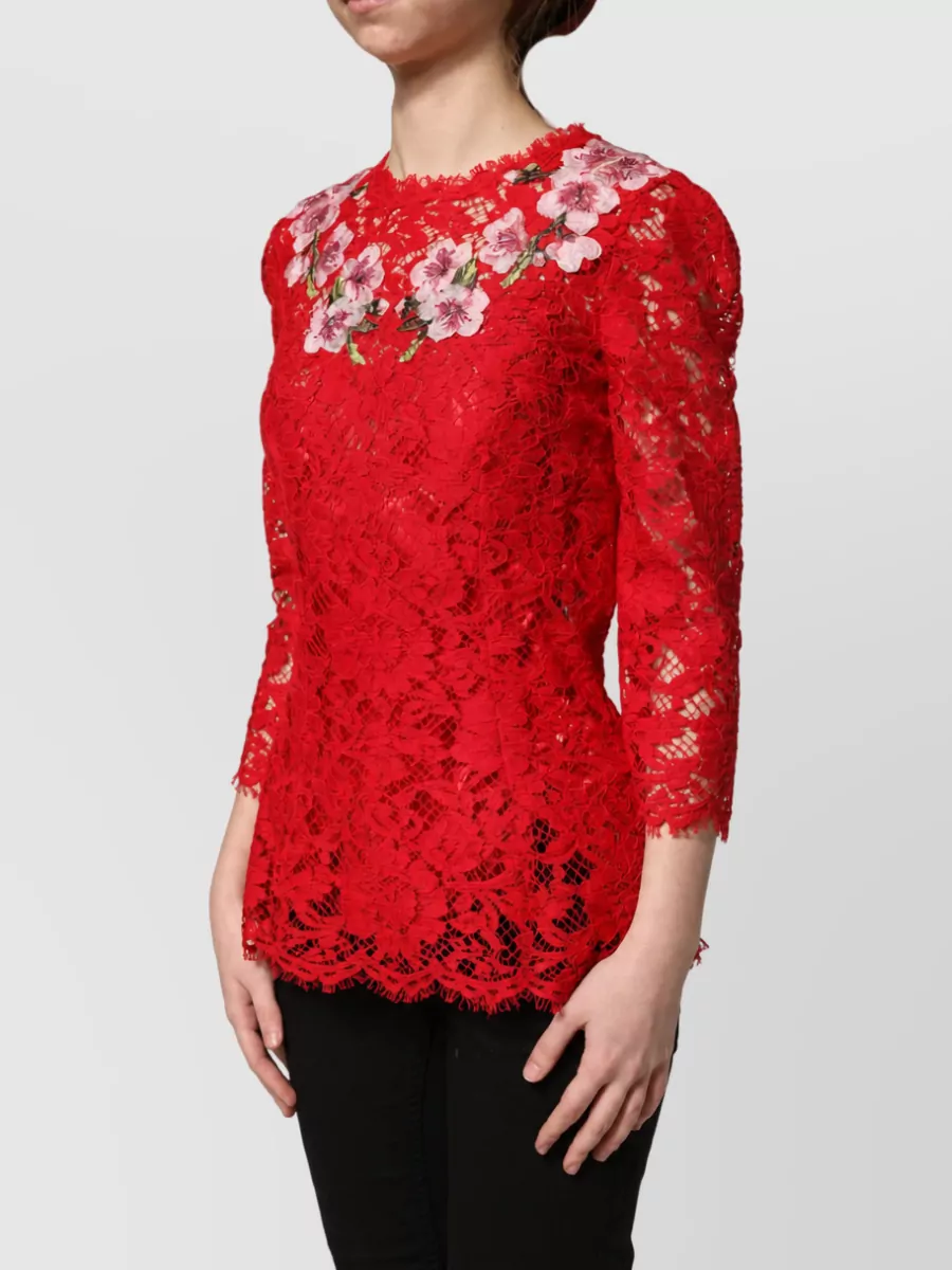 Dolce&Gabbana Floral Lace Long-Sleeve Dress
