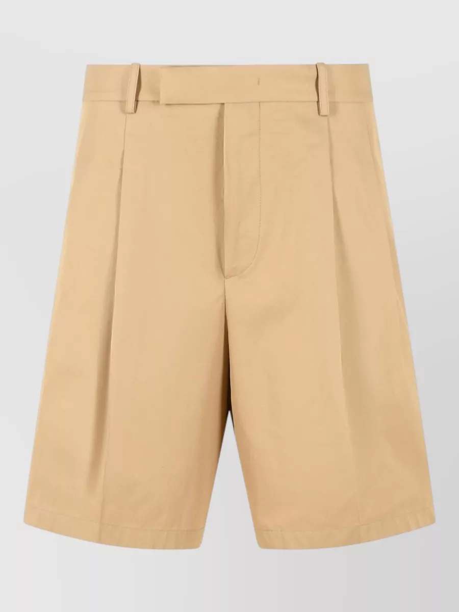 Jil Sander Cotton Bermuda Shorts Pleats Belt Loops