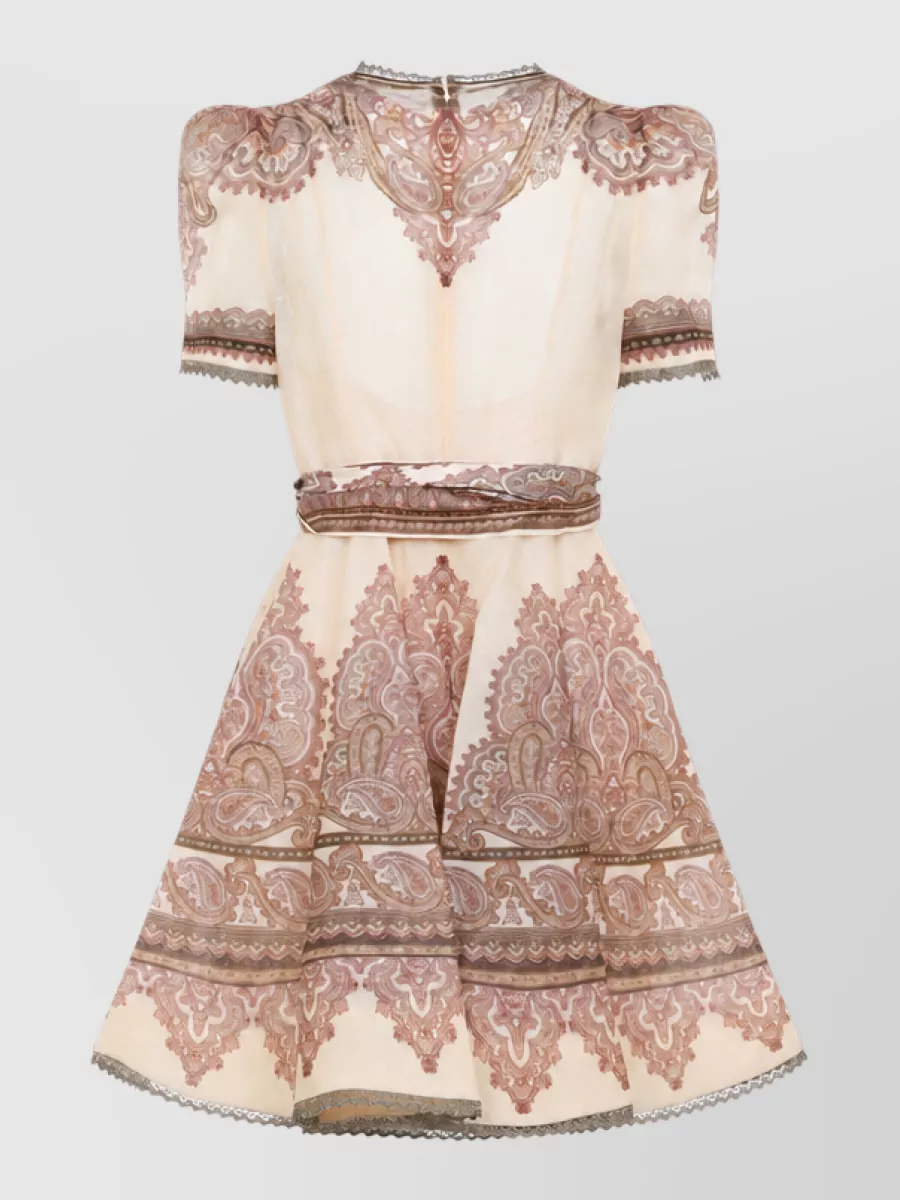Zimmermann Silk Linen Printed Mini Dress