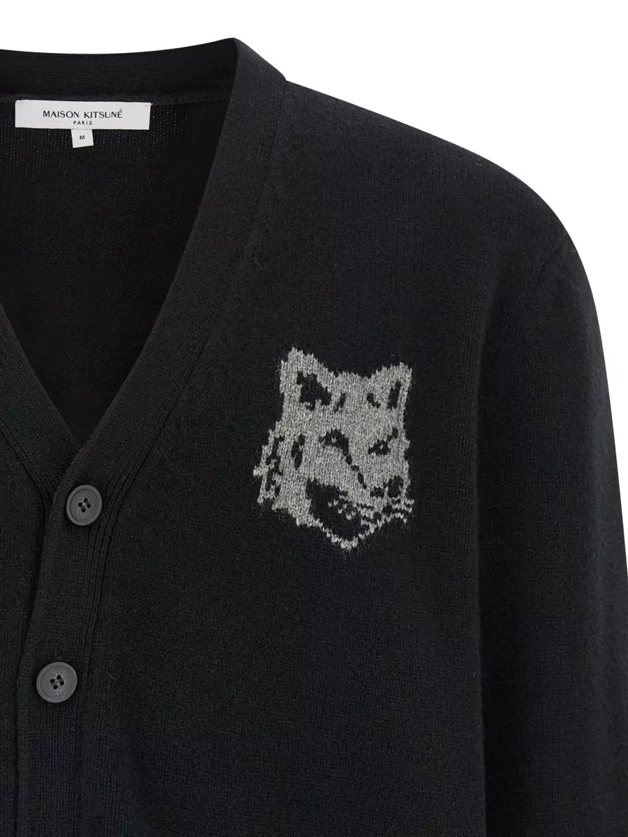Maison Kitsuné Merino Wool V-Neck Buttoned Cardigan