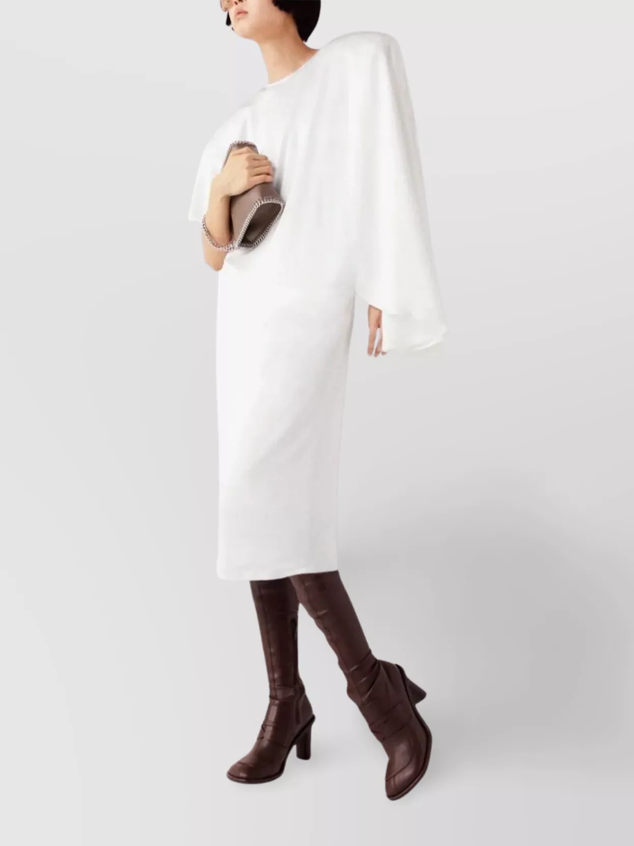 Stella Mccartney Draped Midi Dress Ruched Detail In White
