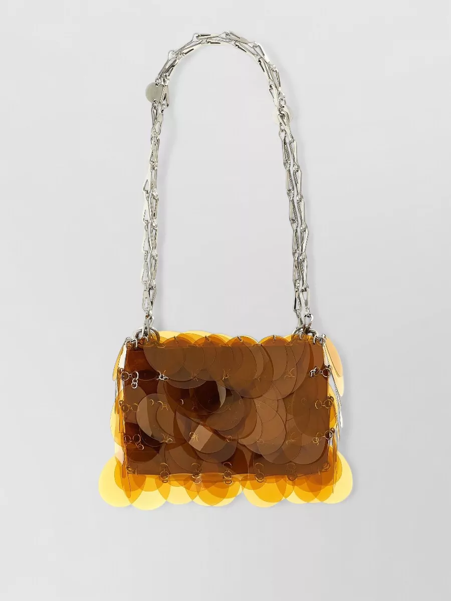 Rabanne Sparkle Transparent Chain Shoulder Bag Rectangle In Brown