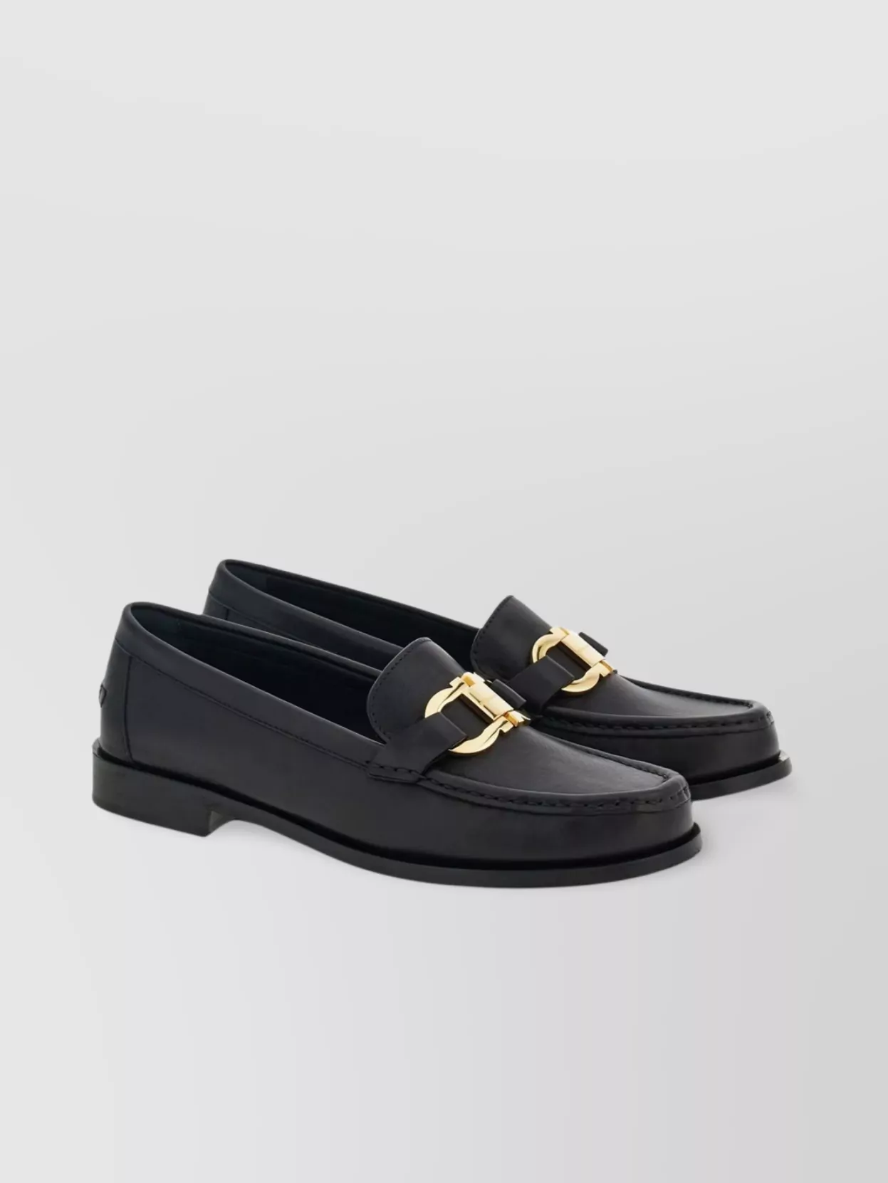 Ferragamo Leather Loafer With Iconic Gancini Detail