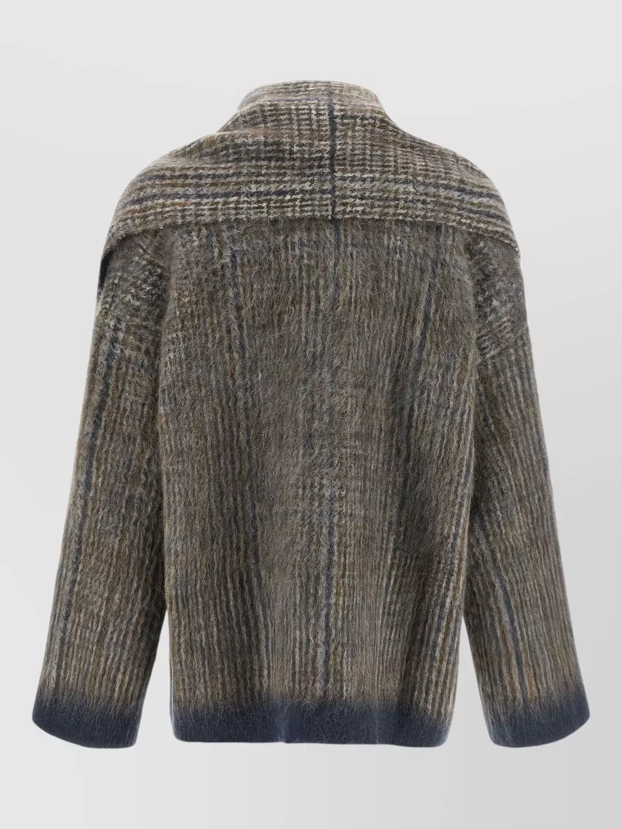 Brunello Cucinelli Mohair-Blend Prince Of Wales V-Neck Cardigan