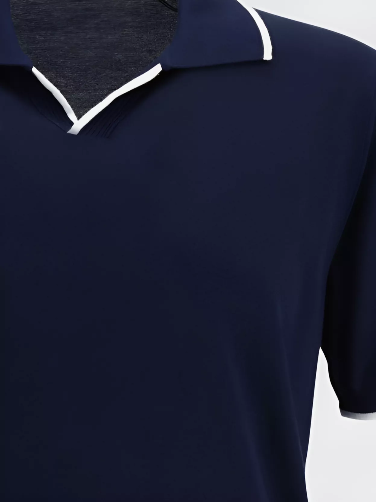 Shop Kiton Cotton Polo Shirt With Ribbed Hem And V-shaped Opening