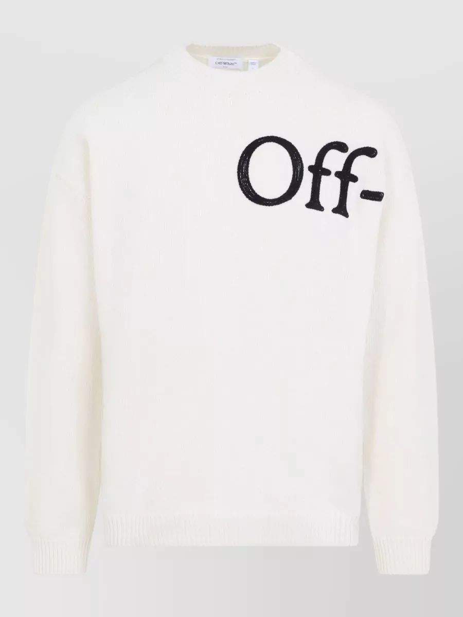Off-White wool fine-knit logo-print crewneck sweater