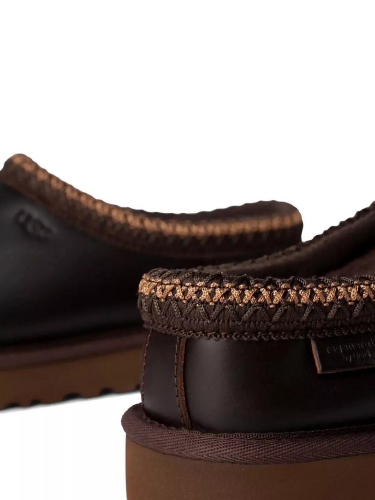 Ugg Leather Collar Mules Stitch Detailing