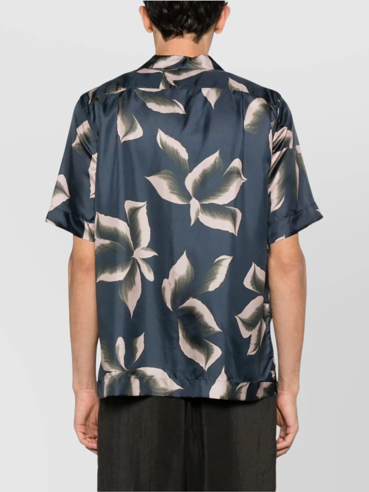 Dries Van Noten Silk Shirt With Floral Pattern And Camp Collar In Grey