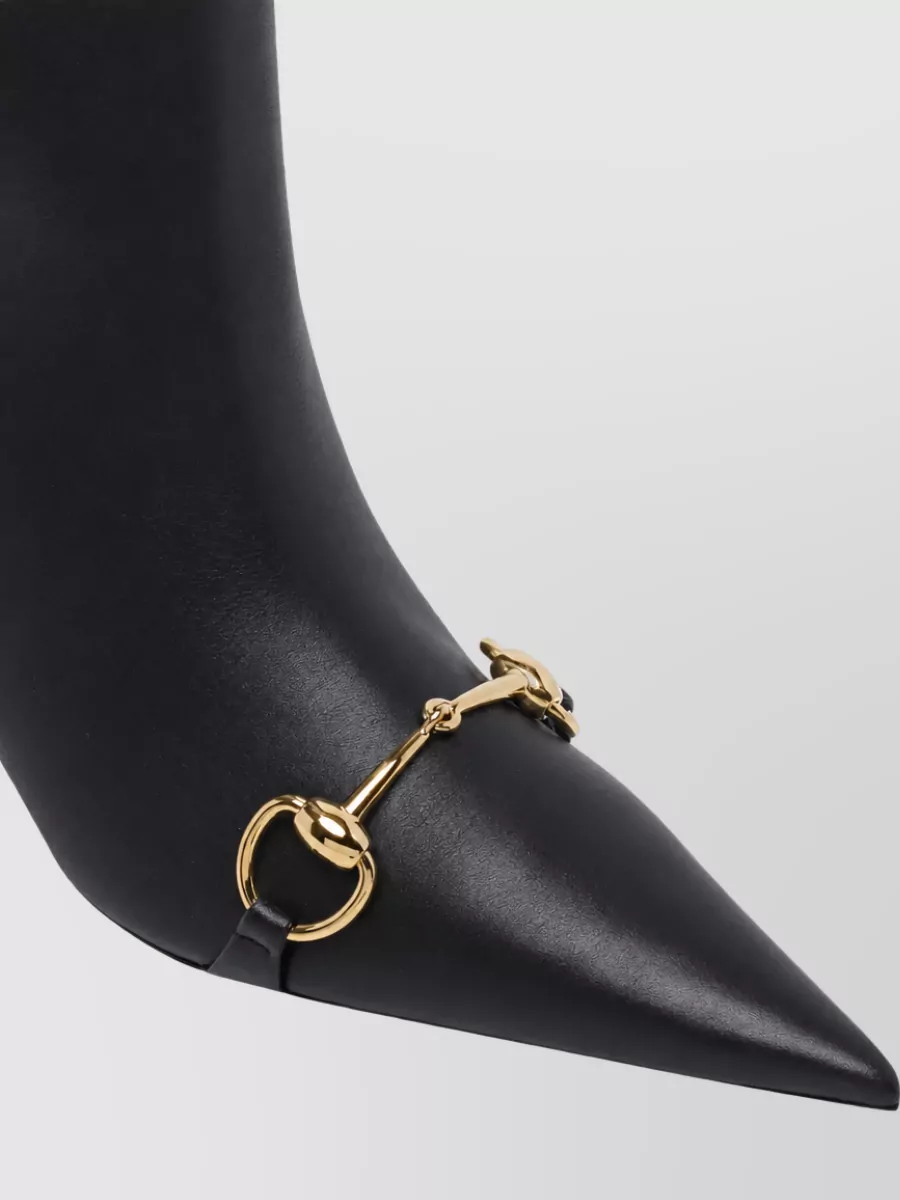 Gucci Leather Slip-On Mid-Heel Boots