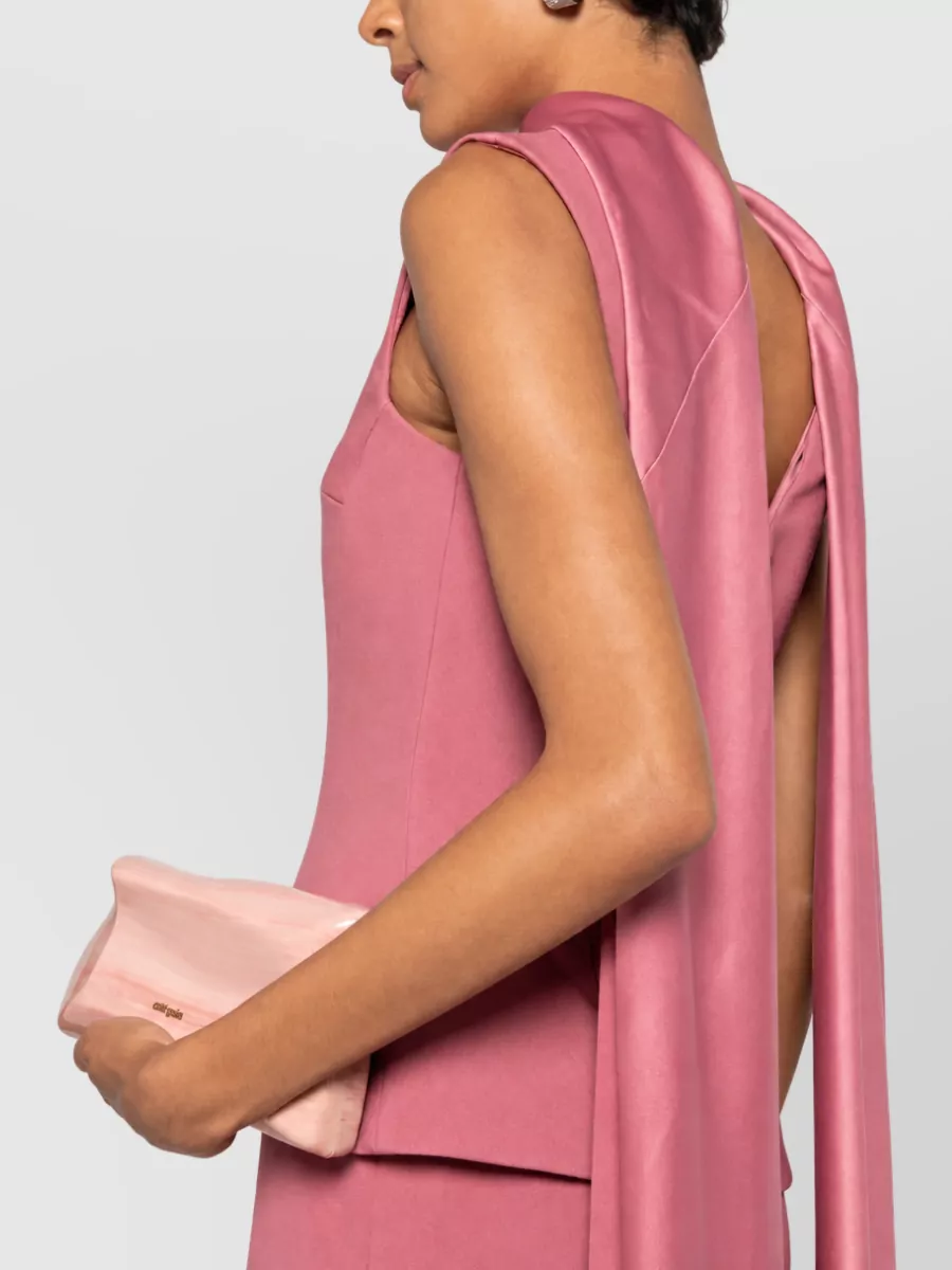 Solace London Silk Sleeveless High Neck Peplum Maxi Dress