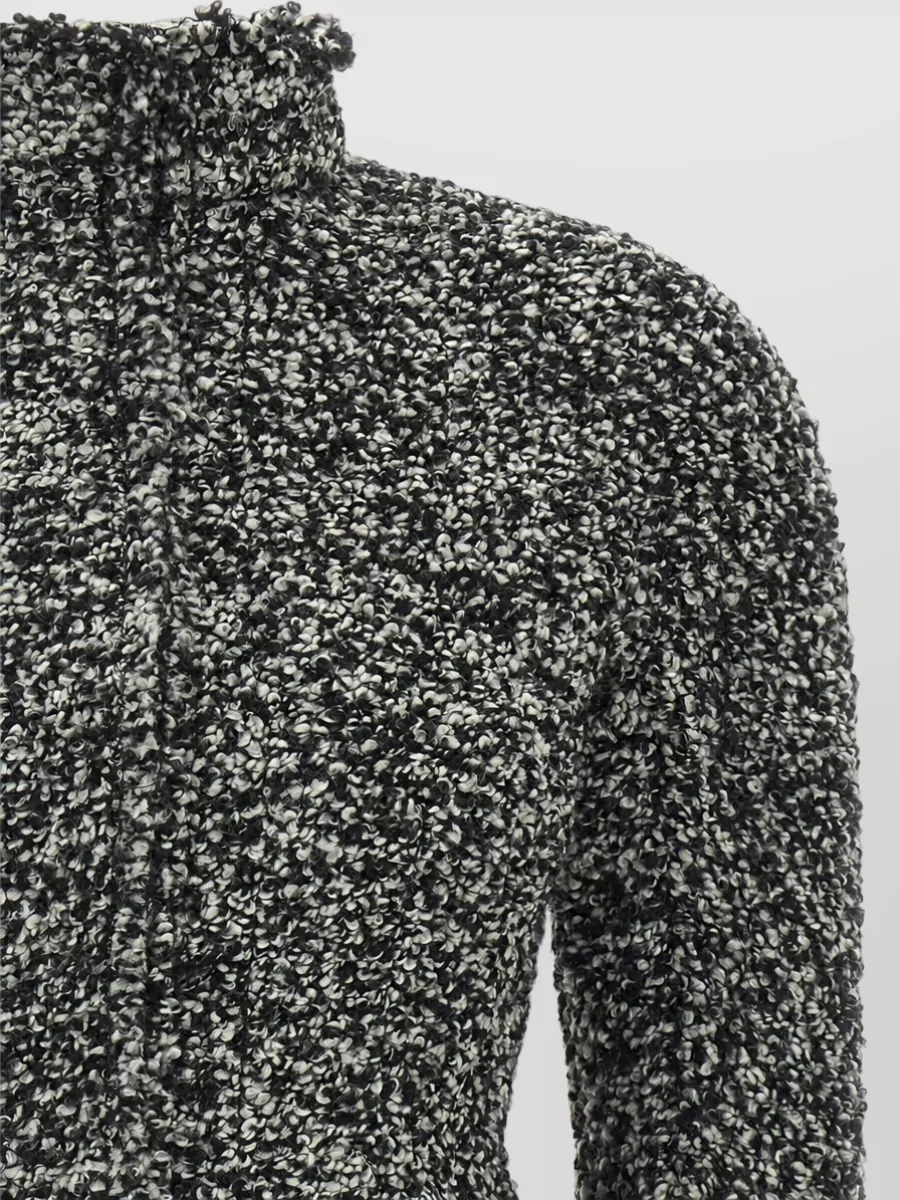 Alberta Ferretti Bouclé High-Neck Peplum Blazer
