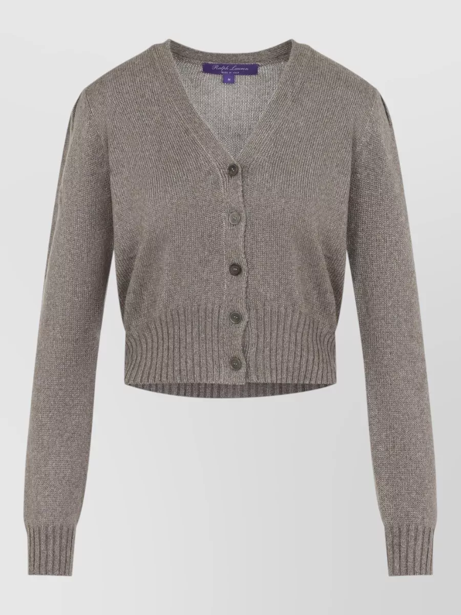 Ralph Lauren Collection silk cropped v-neck ribbed cardigan