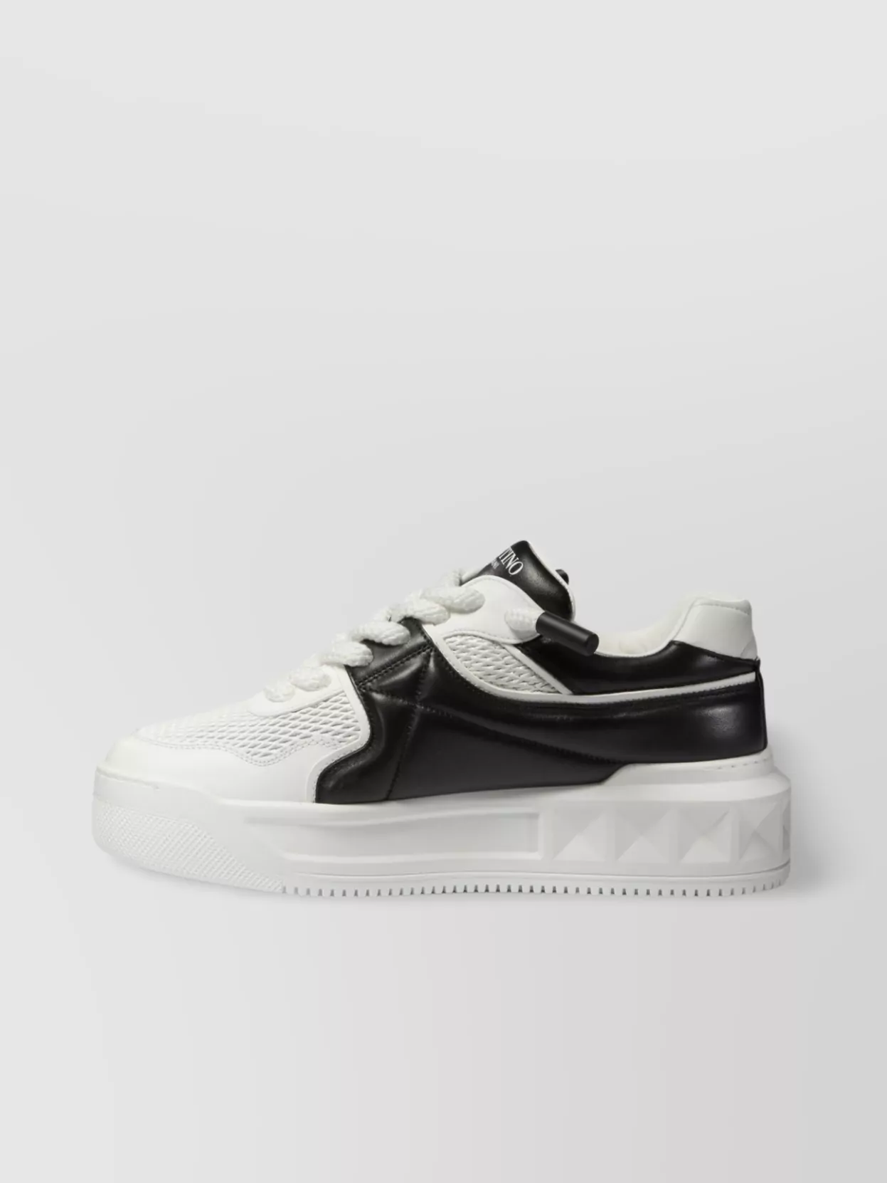 Valentino One Stud Xl Low-top Sneaker In Nappa Leather And Jacquard Toile Iconographe Technical Fabric
